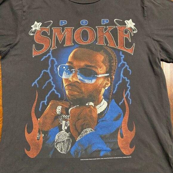 Hollister x Pop Smoke Memorial Rap Rapper Tee Washed Black Men's Size Large - Picture 2 of 8